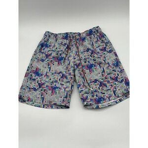 Mens Small Bugatchi multicolor Print mesh lined swim trunks shorts‎